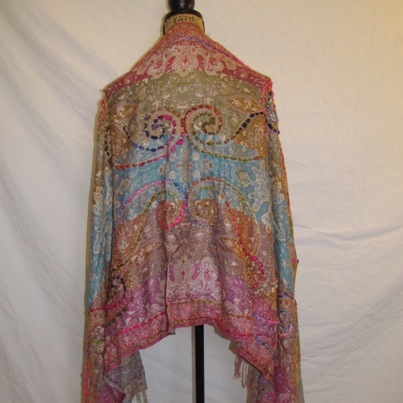 Raj Accessories - NWT Women's Scarf / Wrap Multi Color With Fringe
